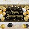 Black Gold Happy Wedding Anniversary Banner (Gold) 43.31"L x 70.87"W